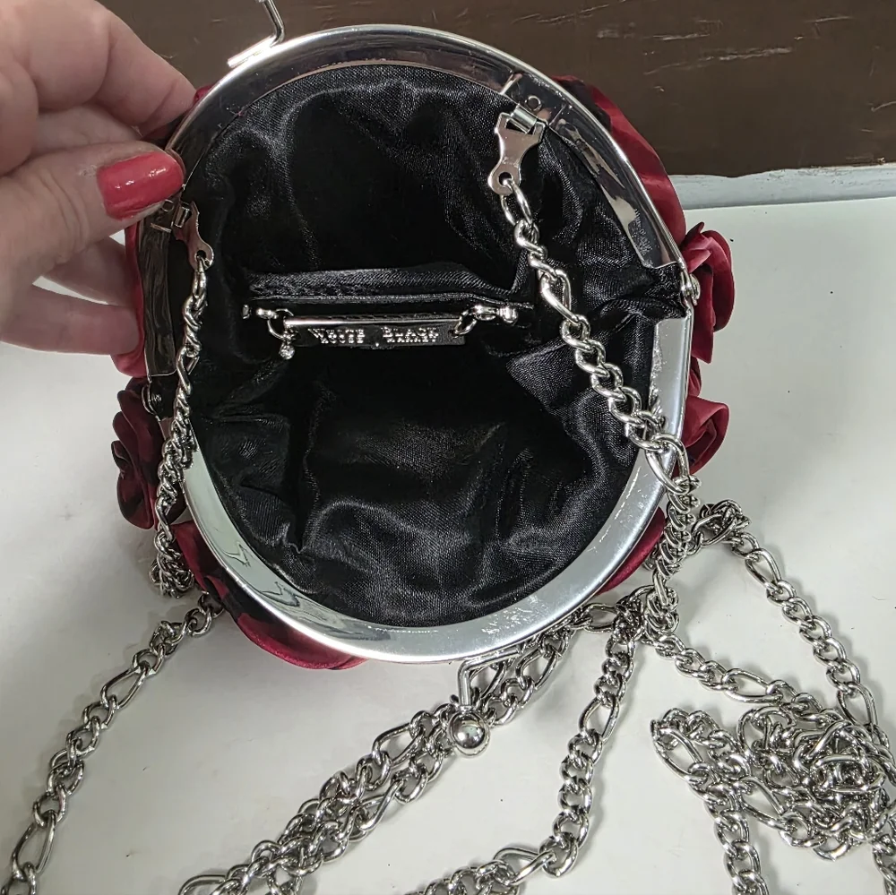White House Black Market 3D Rose Elegant Kisslock Bag - Picture 7 of 10